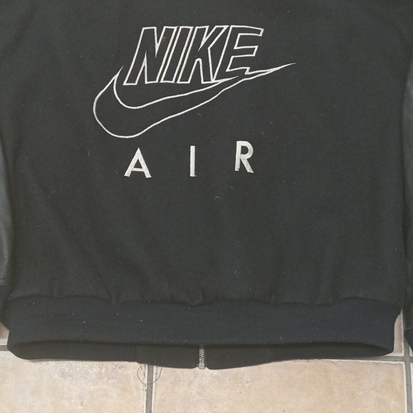 Mens Vintage Nike Air Varsity Wool Leather Jacket L - Picture 8 of 11